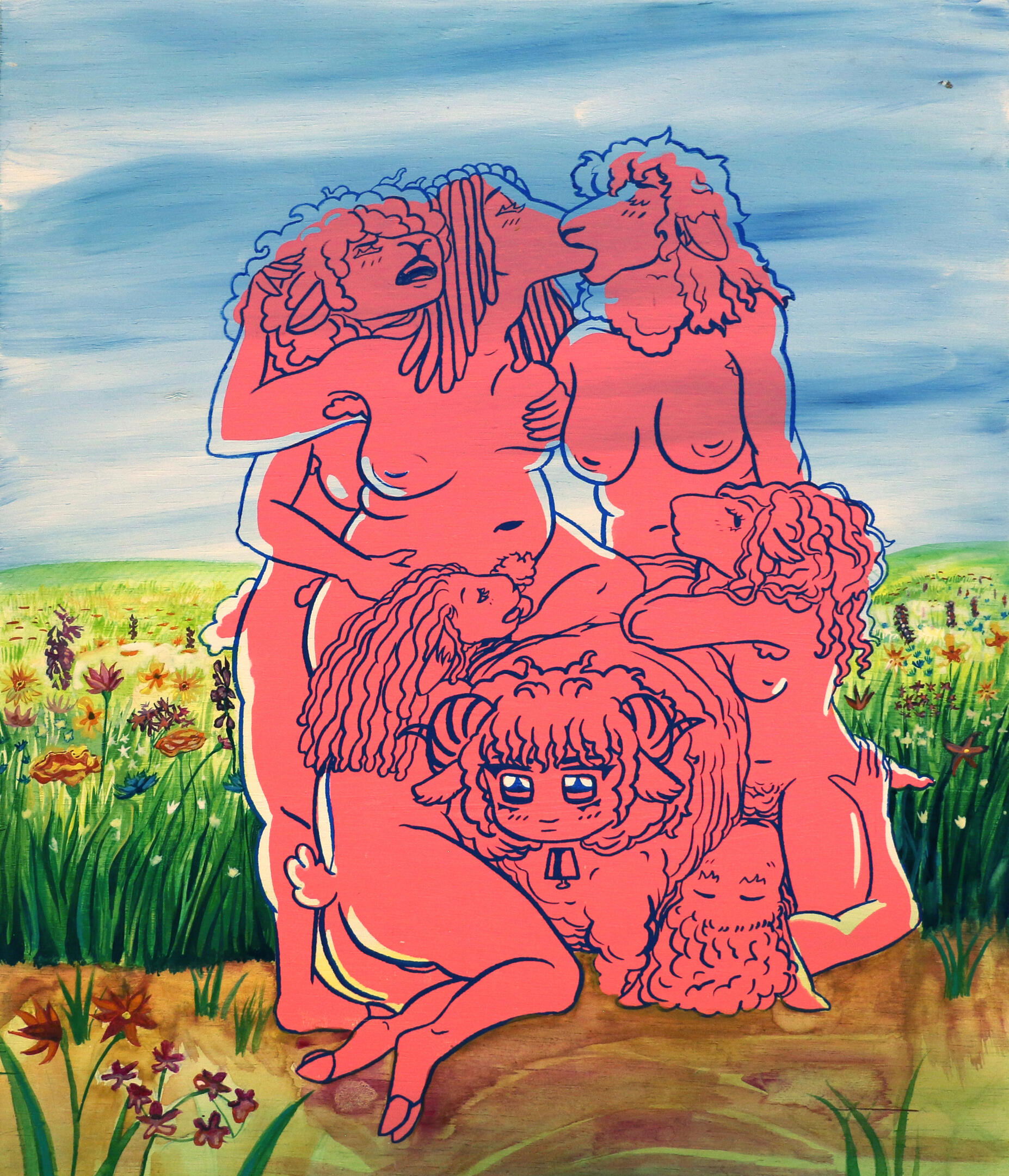 Bliss and Agony Gouache and Silkscreen Print on Wood 2022