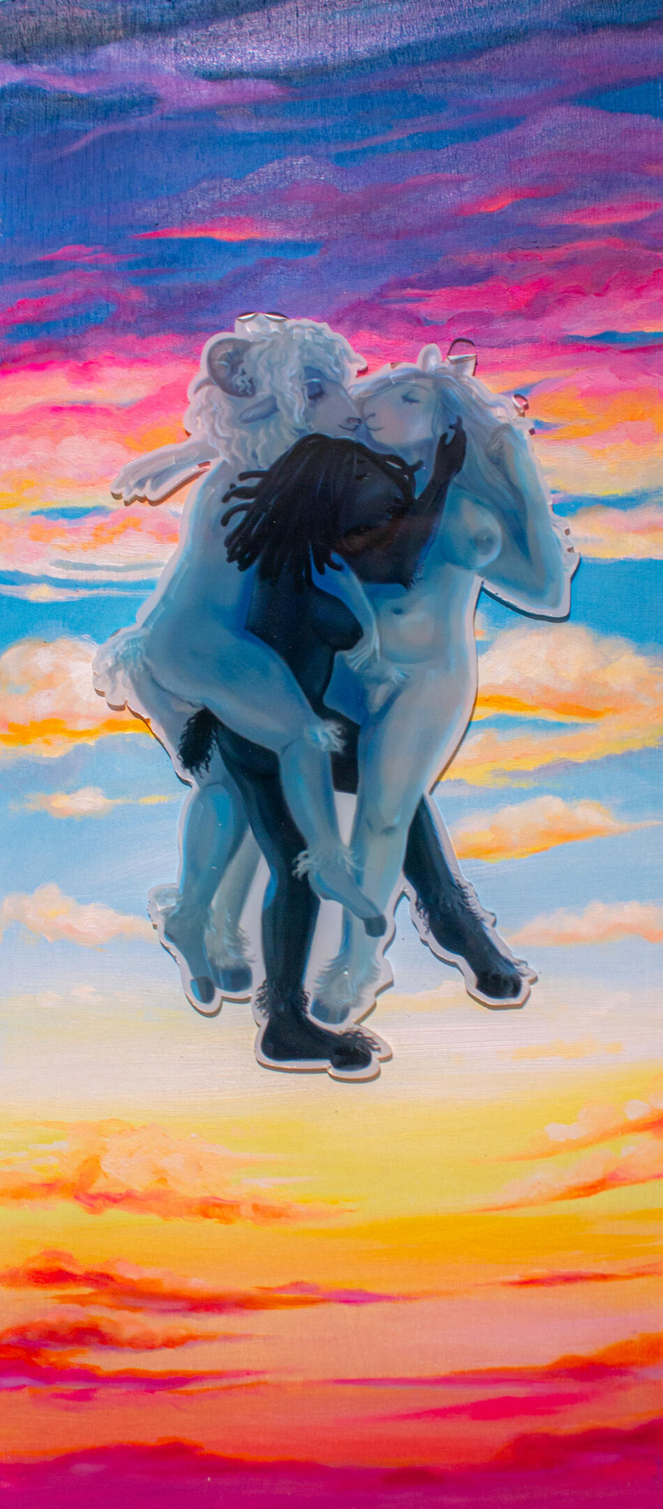 Greater than Heaven Oil and UV-printed Plexiglass on Wood 2024