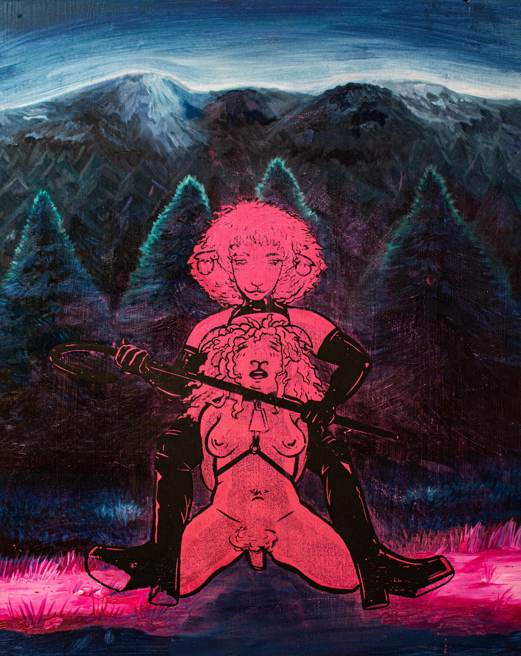 In their Glow Oil, Silkscreen Print and Pigment on Wood 2023